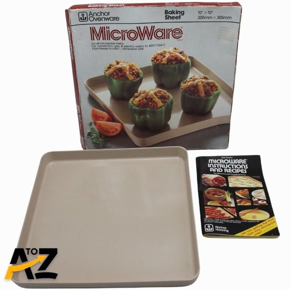 Vintage Anchor Ovenware Hocking Microware 12" Square Baking Sheet w Box & Manual - Picture 1 of 12
